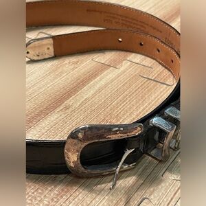 Vintage Onyx by Brighton Black Croc Pattern Belt Men's Size 38